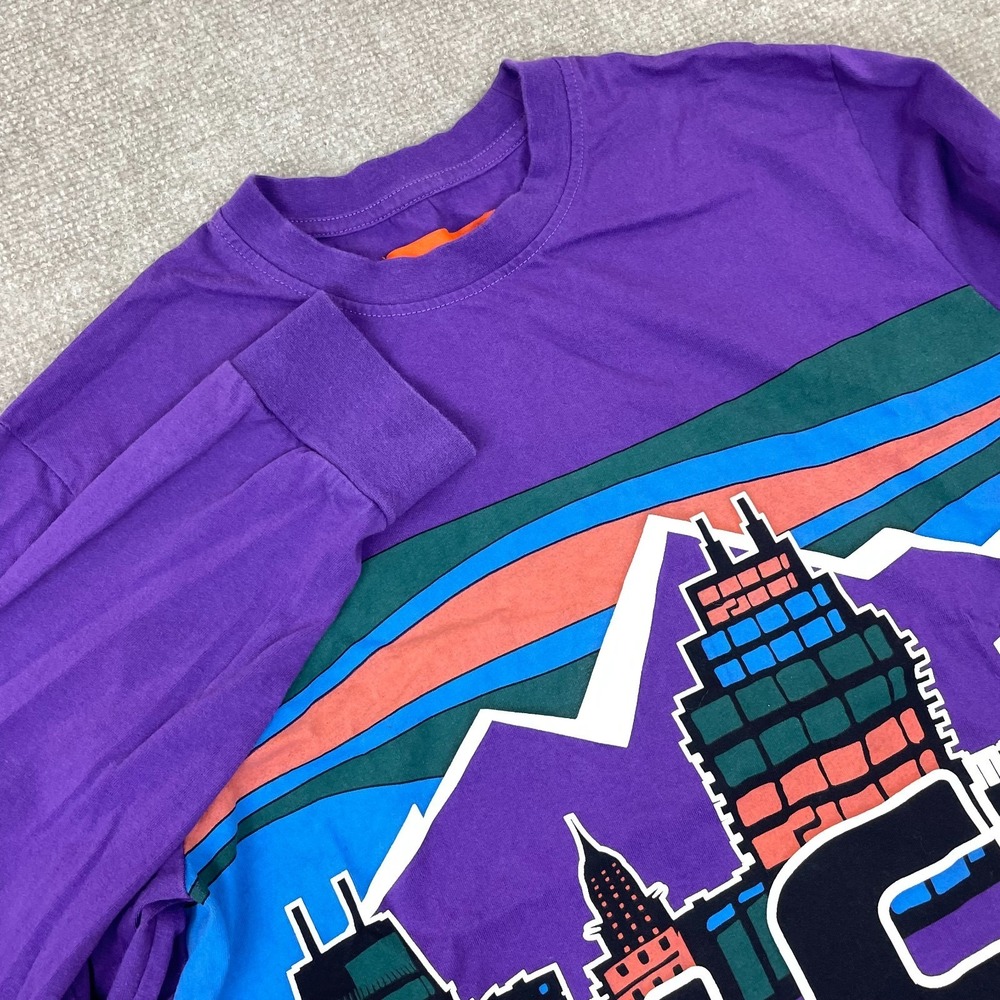 Just Don Shirt Mens Small Purple All City Basketball Graphic Print Logo Cotton